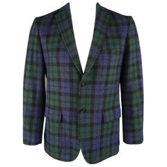 GITMAN BROS 42 Navy & Green Blackwatch Plaid Wool Sport Coat