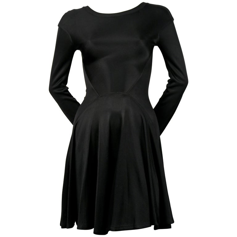 Azzedine Alaïa black seamed mini dress with full skirt, 1990s For Sale ...