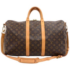 Vintage Louis Vuitton Keepall 45 Bandouliere Monogram Duffle Travel Bag + Strap