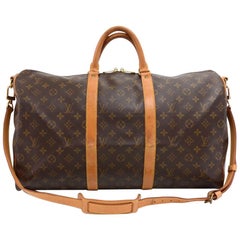 Vintage Louis Vuitton Keepall 50 Bandouliere Monogram Duffel Travel Bag + Strap