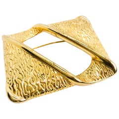 Givenchy Large Vintage Gold Plated Statement Brooch Pin, 1980s