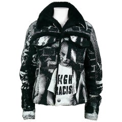 Jean Paul Gaultier Vintage Fight Racism Grafik-Jacke mit Zeitungsdruck