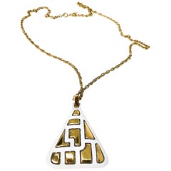 Crown Trifari Vintage Modernist Pendant Necklace, 1970s 