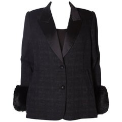 1980s Vintage Parveen Couture Suit with Fur Trim