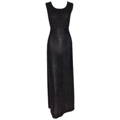 Retro 1990's Fendi by Karl Lagerfeld Semi-Sheer Metallic Black Monogram Zucca Dress