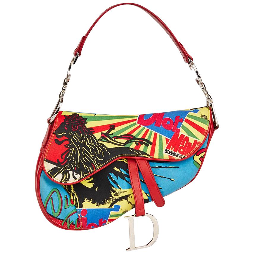 FWRD Renew Dior Trotter Rasta Saddle Belt Bag in Multicolor