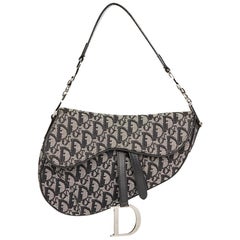 Used 2006 Christian Dior Black Monogram Canvas Saddle Bag