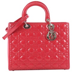 Christian Dior Lady Dior Handbag Cannage Quilt Patent Large