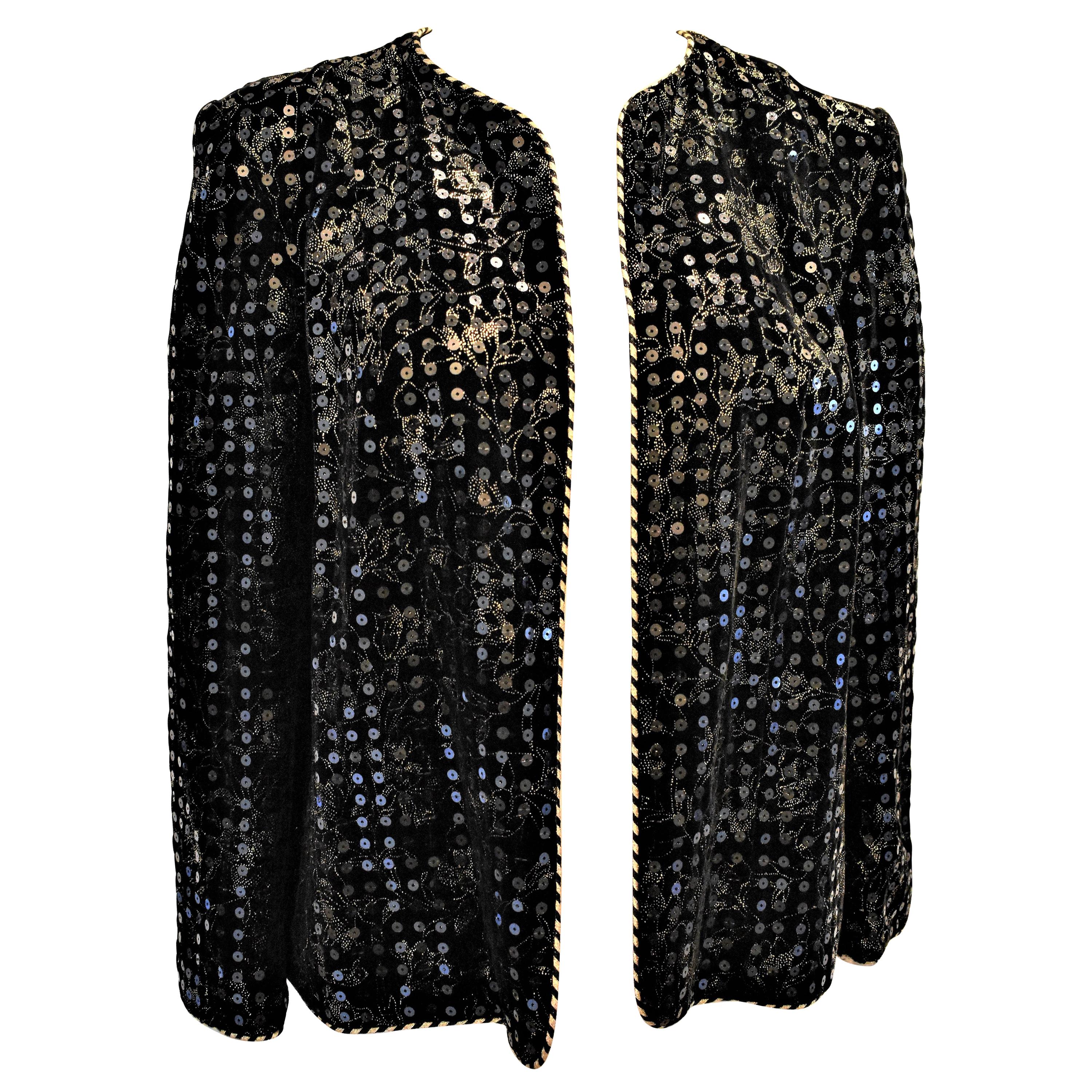 FINAL SALE Vintage Celine Paris Velvet Embroidered and Sequin Evening Jacket For Sale