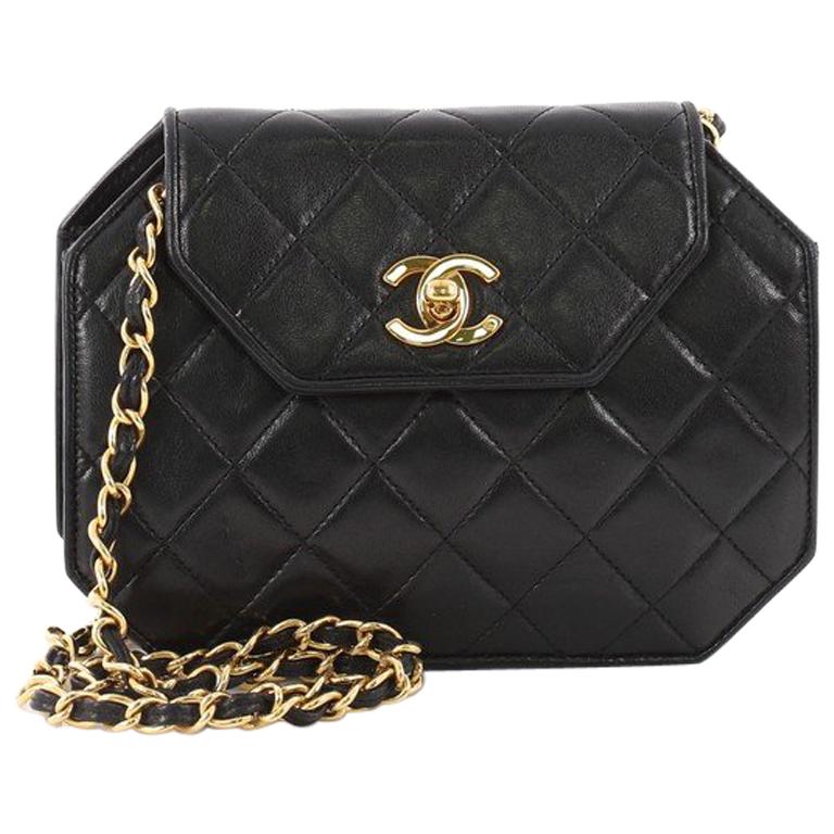 Chanel Vintage Octagon CC Flap Bag Quilted Leather Small