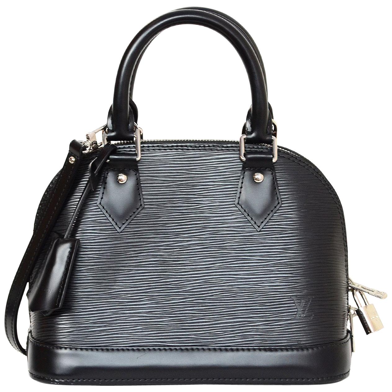 Louis Vuitton LV Black Nior Epi Leather Mini Alma BB Crossbody Bag w. Dust Bag
