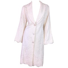 Circa 1999 Givenchy Couture by Alexander McQueen Ivory Lace Princess Dress Coat