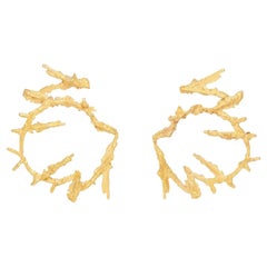 Loveness Lee - Maze - Natural Textured Gold Hoop Earrings