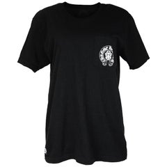 Chrome Hearts Men's Black Flag American Flag Cotton Pocket Short Sleeve T-Shirt