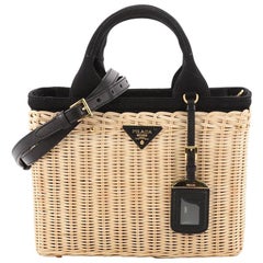 Prada Convertible Tote Wicker with Canapa Small