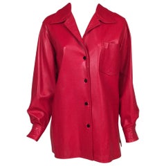 Bill Blass Red Lambskin Shirt or Jacket