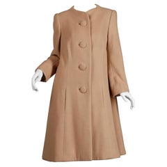 Arnold Scaasi Couture Vintage Camel Wool Coat, 1960s 