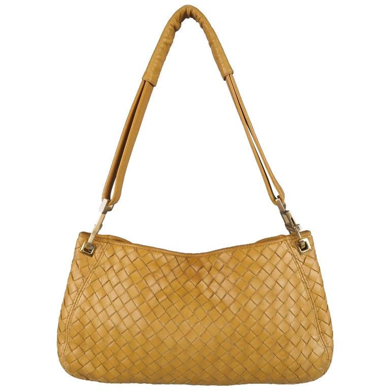 BOTTEGA Yellow Gold Intrecciato Leather Shoulder Bag at 1stDibs