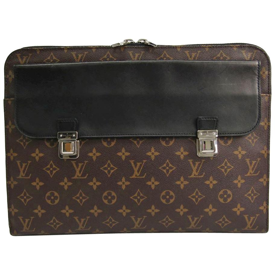 Louis Vuitton Monogram Black Buckle Portfolio Men's Women's Travel Clutch Bag