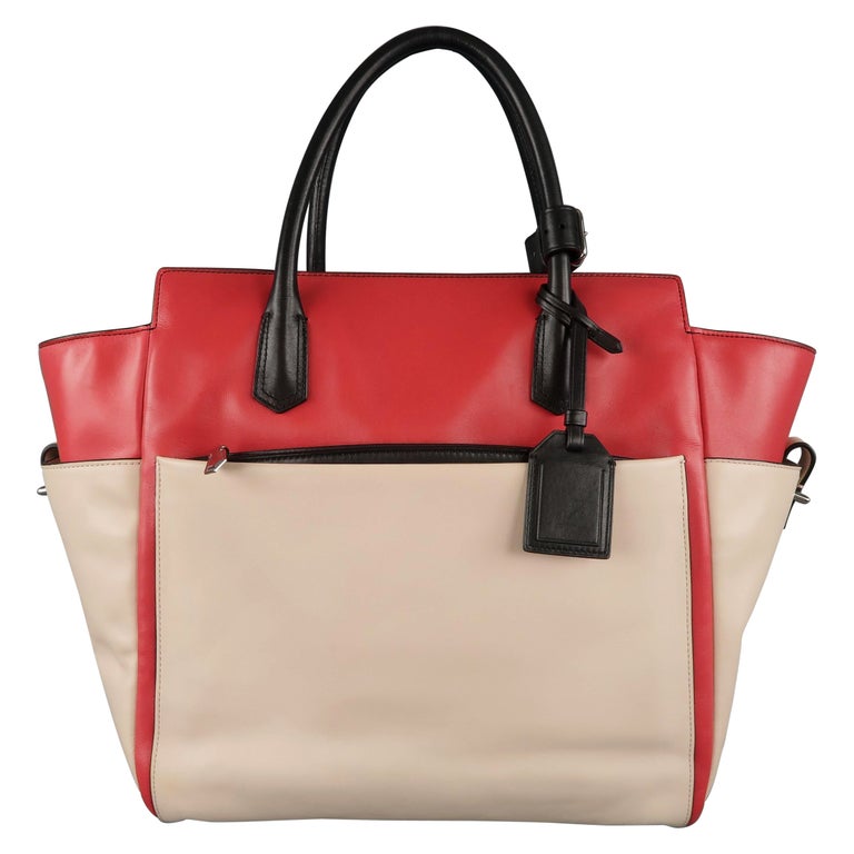 REED KRAKOFF Red Black and Light Pink Leather Tote Handbag Bag For Sale at  1stDibs | light pink leather bag