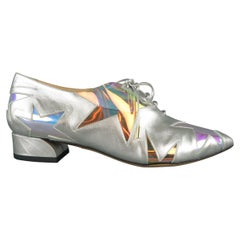 CHARLOTTE OLYMPIA Size 7 Silver Leather Iridescent Star Starman Shoes