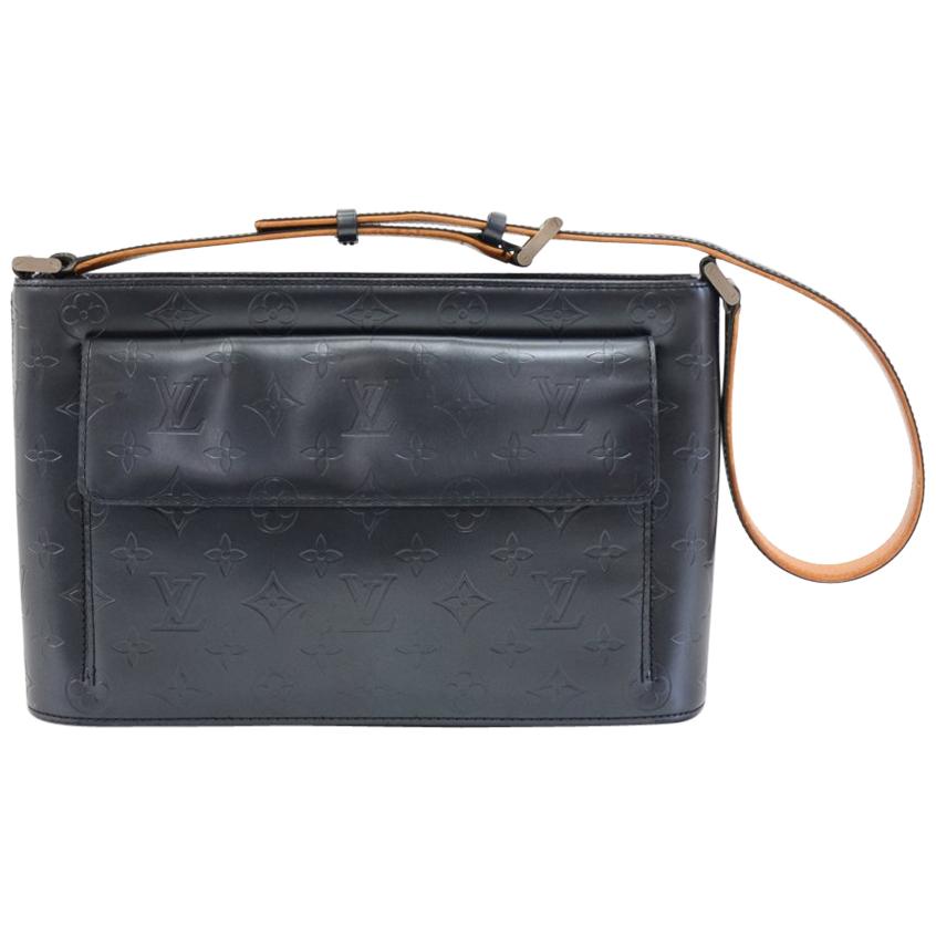 Louis Vuitton Allston Navy Monogram Matte Leather Shoulder Bag For Sale