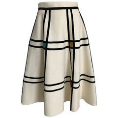 Retro 1950s Creme Felt Circle Skirt