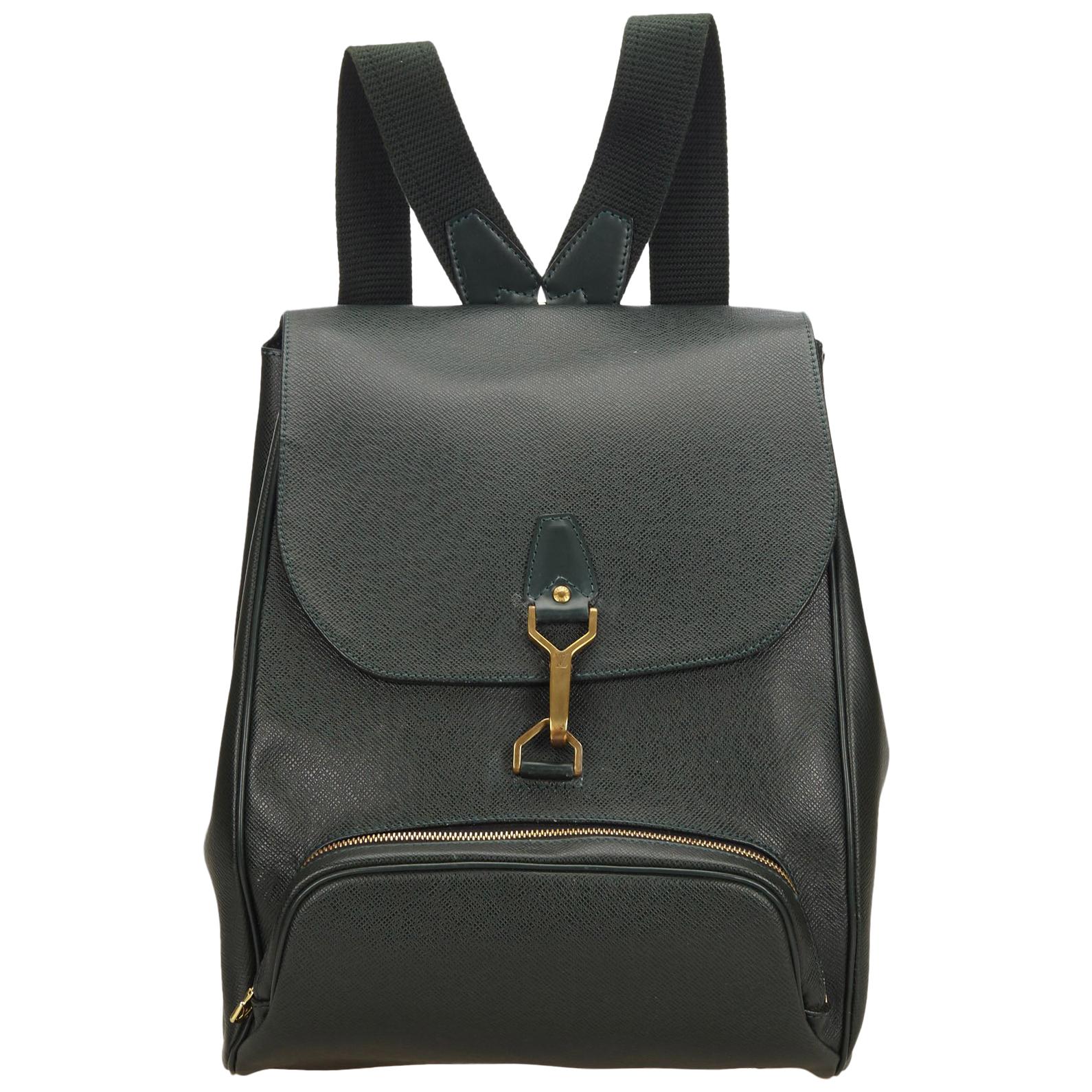 Louis Vuitton Dark Green Taiga Leather Cassiar Backpack