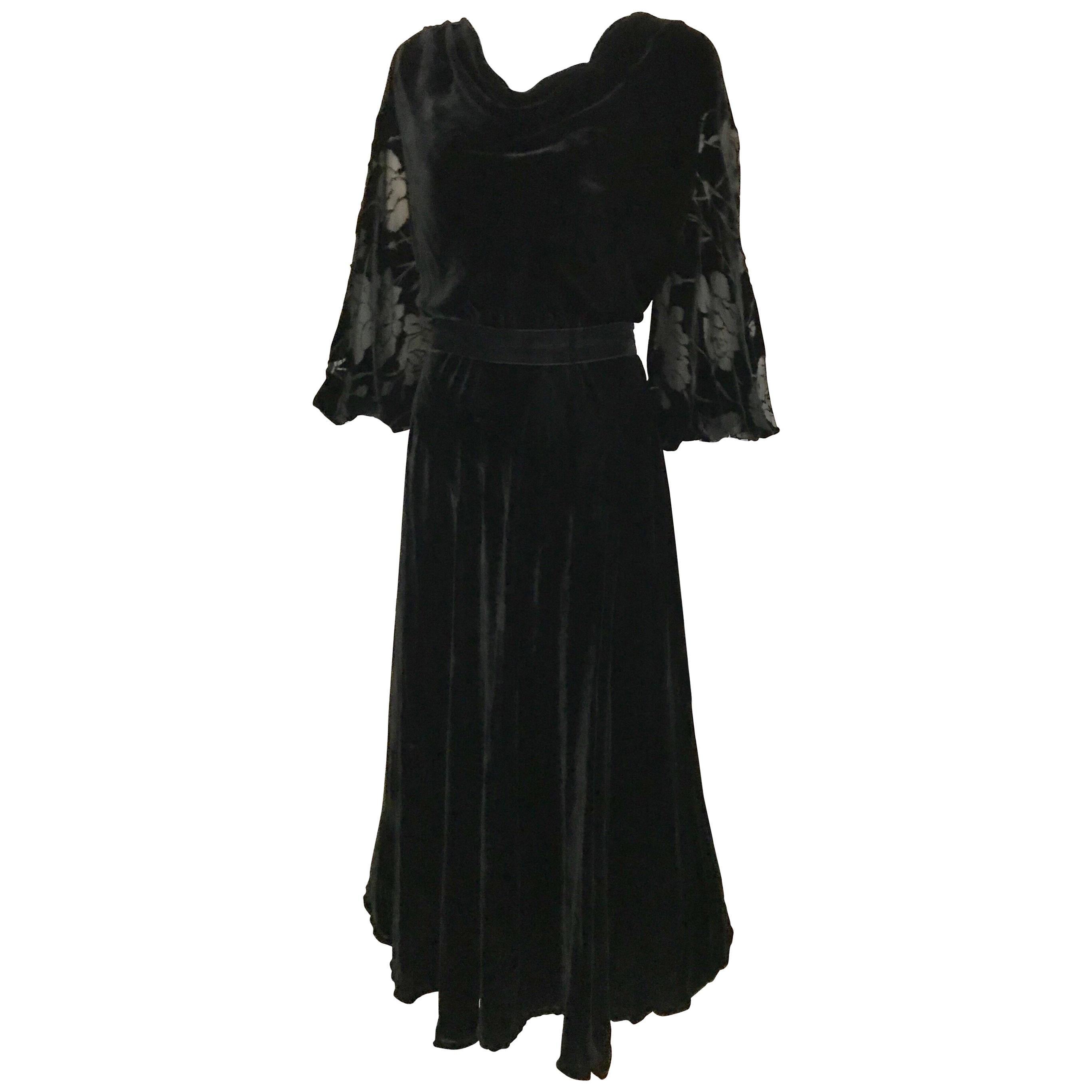1930s  Black Velvet Gown For Sale