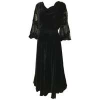 Black Velvet evening gown with beaded collar, 1930s For Sale at 1stDibs ...