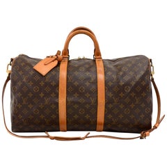 Louis Vuitton Keepall 50 Bandouliere Monogram Duffel Travel Bag + Strap