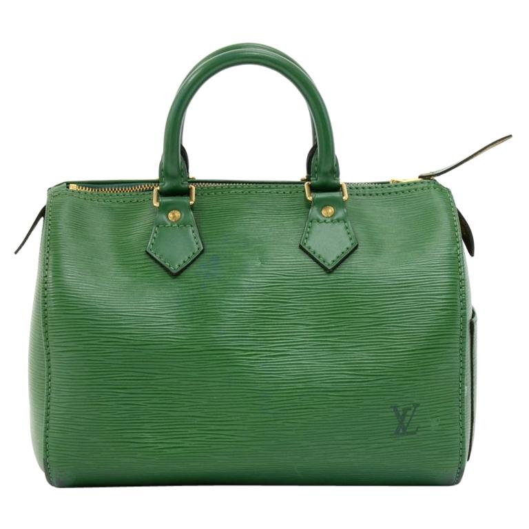 Vintage Louis Vuitton Speedy 25 Green Epi Leather City Hand Bag For Sale