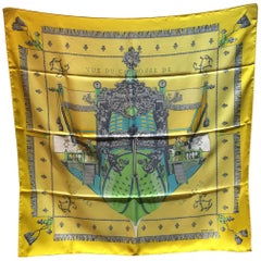 Hermes Vue De Carrosse de la Galere la Reale Silk Scarf in Yellow 