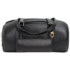 Louis Vuitton Soufflot Black Epi Leather Hand Bag + Pouch