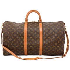 Vintage Louis Vuitton Keepall 55 Bandouliere Monogram Duffel Travel Bag + Strap