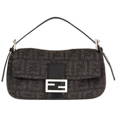 2000's Fendi Grey Monogram Wool Baguette