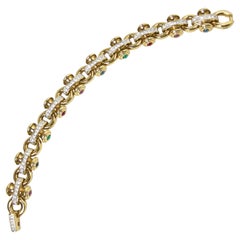 Cabochon Glass Gold Tone Vintage Bracelet, 1980s 