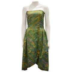 Vintage Taffeta Silk Strapless Dress, Circa 1960s