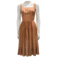 Vintage 1950s Batiste Handmade Dress with a Flowy Pleated Skirt