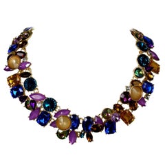 Signed Oscar de la Renta Colorful Runway Collar Necklace