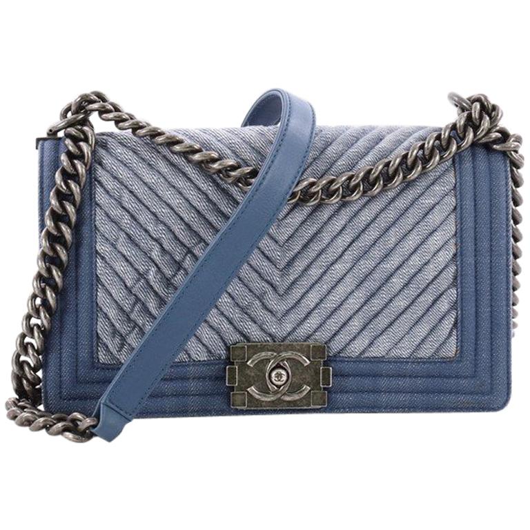 Chanel Boy Flap Bag Chevron Denim Old Medium at 1stDibs chanel denim