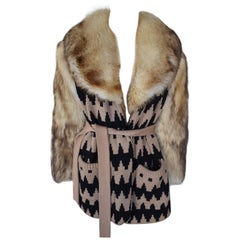 Retro FINAL SALE Lanvin Fur and Knitted Coat with Fox Sleeves and Collar, Mink Lining