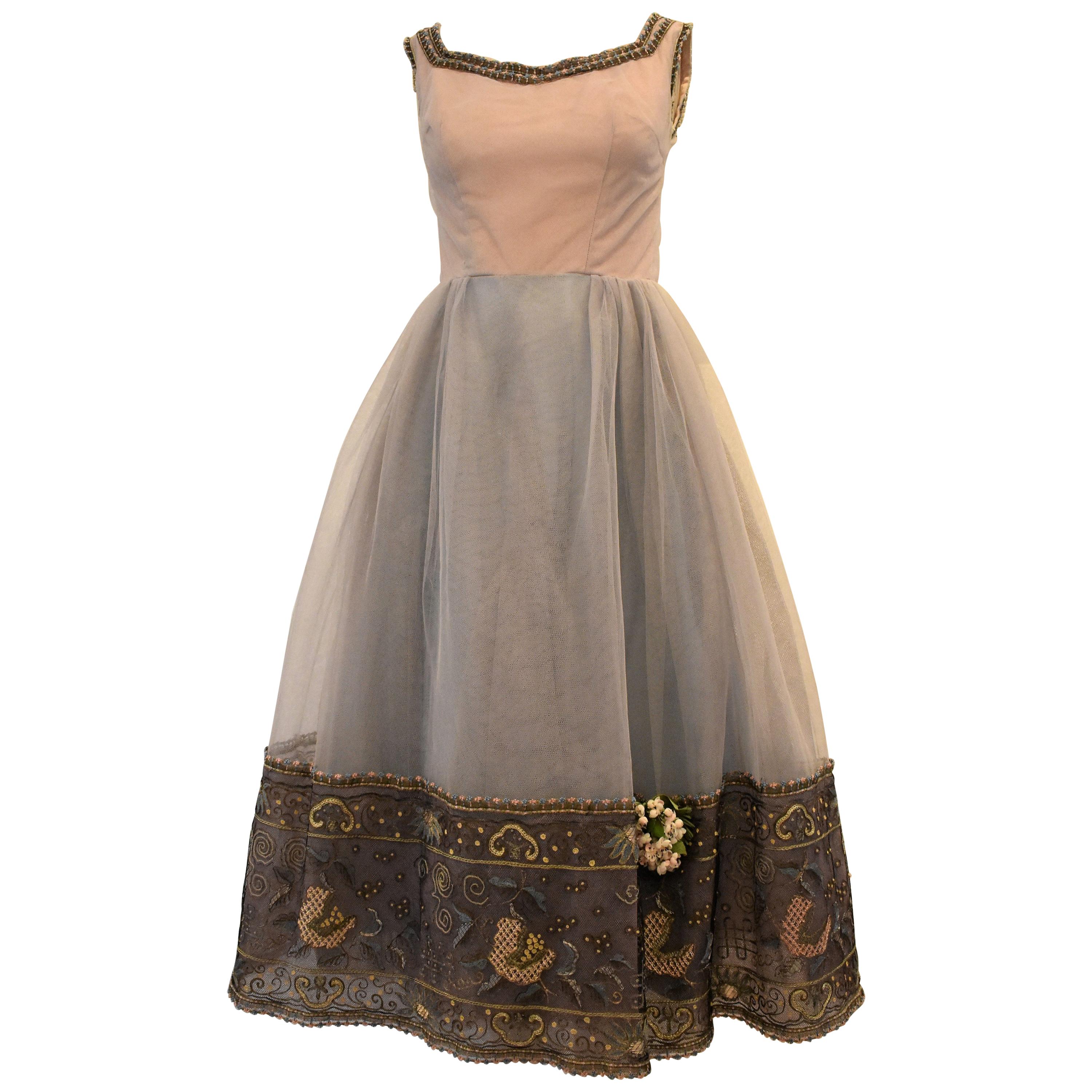 FINAL SALE Pierre Balmain Attributed Haute Couture Ball Gown, Circa 1955 For Sale