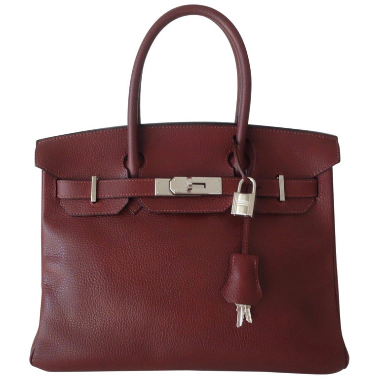 Hermès Taurillon Clemence Leather Bordeaux Burgundy Phw 30 cm Birkin