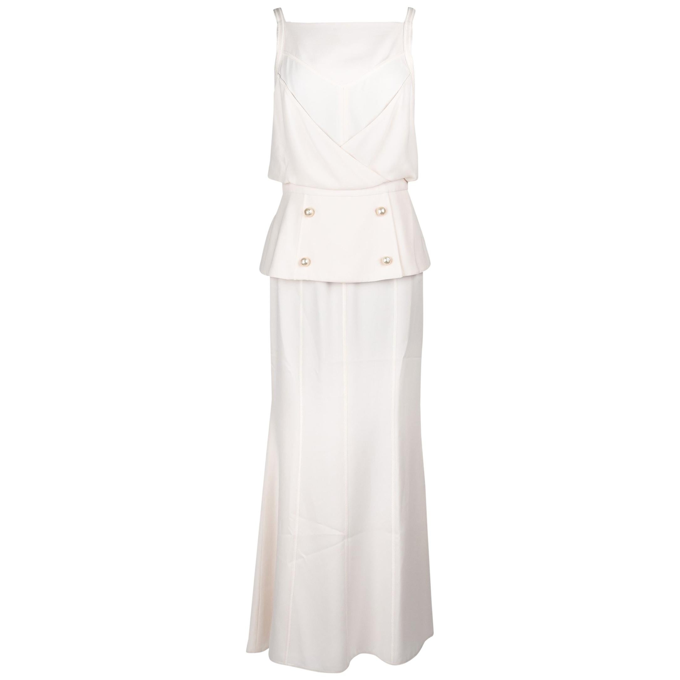 Chanel 14C Dress Backless Evening Winter White Floor Length 36 / 4 nwt at  1stDibs