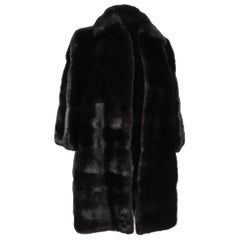 Gucci Coat Black Glossy Mink 3/4 Sleeve Knee Length 42 / Fits 6 to 8 New