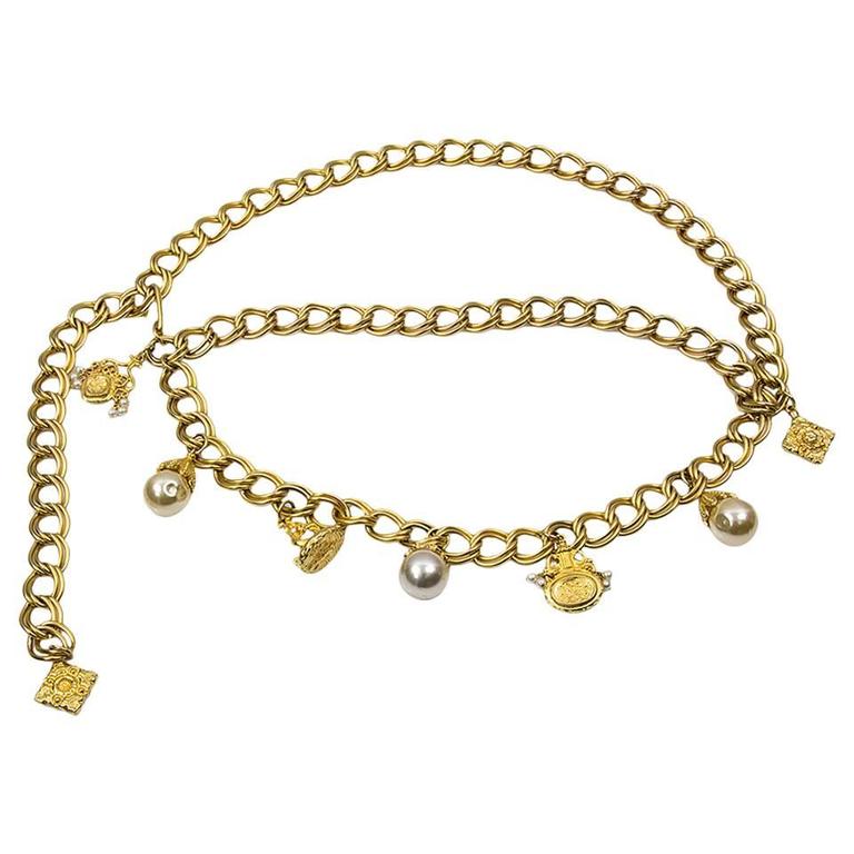 Statement-making Chain Link Charms Belt at 1stDibs