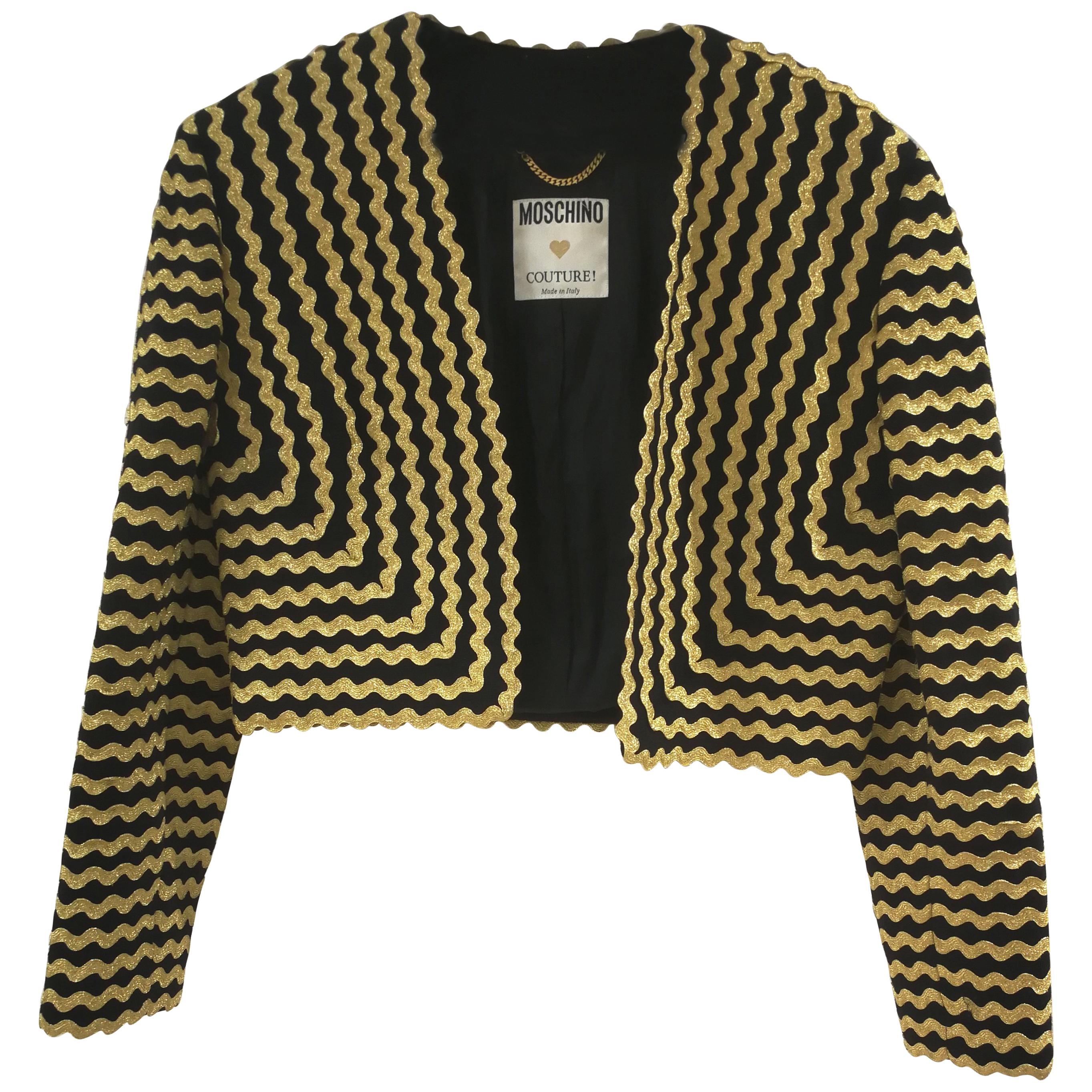 Moschino Couture Black Gold Wool Jacket