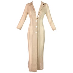 S/S 1997 Dolce & Gabbana Runway Sheer Nude Tan Silk Button Down Dress Jacket