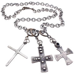 Chunky Big Statement 3 Cross Sterling Croix Necklace